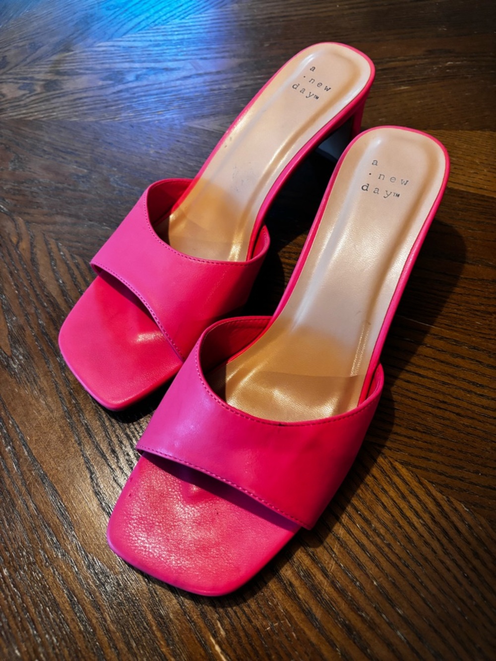 A New Day Pink Slide Heels Size 9 Open Toe Mule Sandals